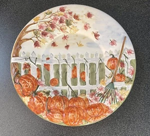 Yankee Candle Teller Kürbisse weiß Lattenzaun Herbst Ernte 7,5" - Bild 1 von 5