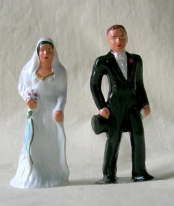 Bride & Groom 3" classic traditional wedding cake topper, New/Reproduction - Picture 1 of 3