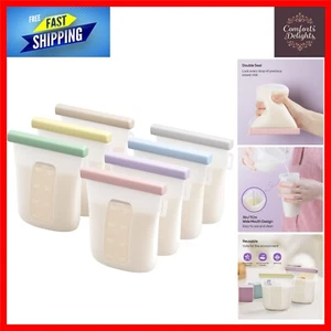 Eco-Friendly 8oz Silicone Breastmilk Bags - 7 Pack with Double Seals, BPA Free - Picture 1 of 9