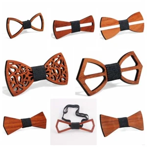 Handmade Men Fashion Wooden Bow Tie Novelty Wedding Wood Tuxed Bowtie Necktie - Picture 1 of 8
