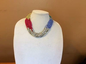 $45 Kenneth Cole Silver Tone Multi Color Torsade Collar Necklace BBB 56 - Picture 1 of 4