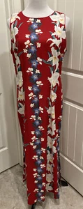 Gorgeous Young Hawaii Maxi Dress SZ XL Red W Floral Sleeveless Hawaiian Dress - Picture 1 of 12