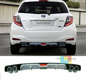 TOYOTA YARIS 2012+ DIFFUSORE POSTERIORE SOTTO PARAURTI QUATTRO TERMINALI ABS - Foto 1 di 5
