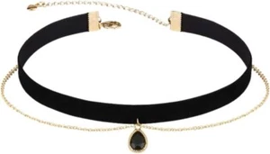 Black Teardrop Velvet Choker Necklace for Women Girls Layered Gothic Choker Vict - Picture 1 of 6