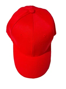 Herren Uni Baseball Cap Einfarbig Rot Mütze Verstellbar Baumwolle Polyester NEU - Bild 1 von 7