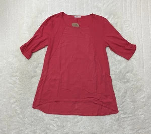 Occasual Made Damen Gr. L Halbarm dunkel koralle rosa Tunika Bluse - Bild 1 von 9