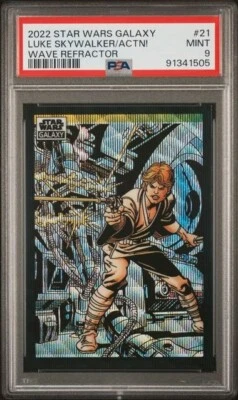 2022 Star Wars Galaxy Chrome LUKE SKYWALKER ACTION #21 WAVE REFRACTOR /99 PSA 9 - Image 1 of 2