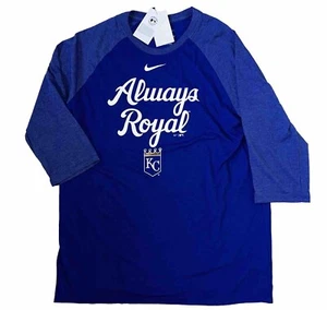 Nike Kansas City Royals 3/4 Sleeve Shirt Mens XL “Always Royal” Graphic NWT Blue - Picture 1 of 9