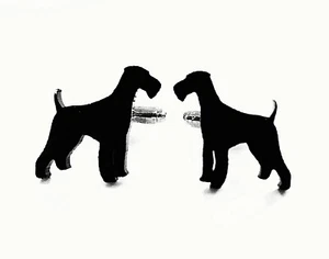 Airedale Terrier Dog Cufflinks Mens Novelty Dog Shirt Cufflinks In Black - Picture 1 of 1