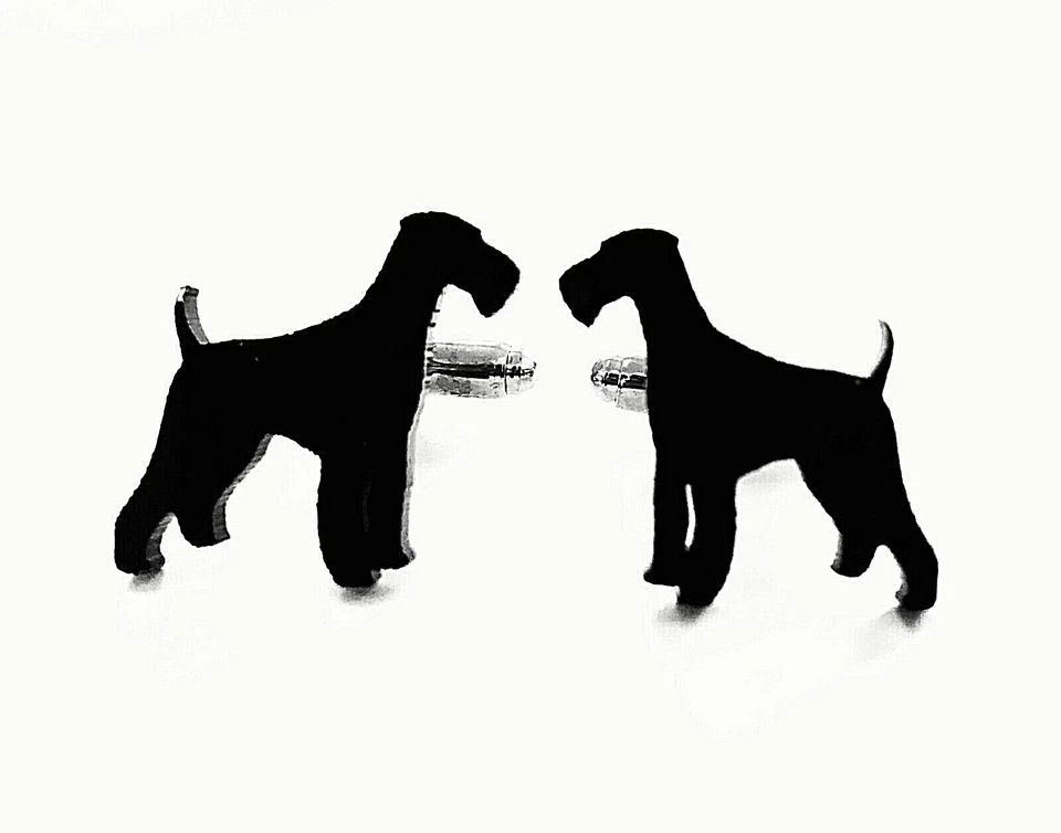 Airedale Terrier Dog Cufflinks Mens Novelty Dog Shirt Cufflinks In Black - Image 1 of 1