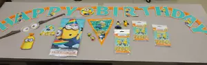 Mixed Lot Despicable Me Minions, Happy Birthday Sign Cake Toppers 24 Invitations - Picture 1 of 13