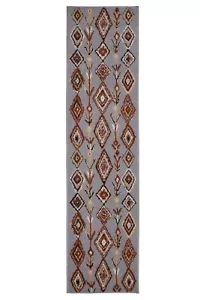 Moroccan Diamond Runner - 2'x8' Light Grey, Geometric, Transitional Rug - 503 - Picture 1 of 8