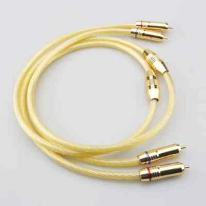 Pair Silver Plated OCC Copper Wire Gold Plated Plug HiFi Interconnect RCA Cable - Picture 1 of 8