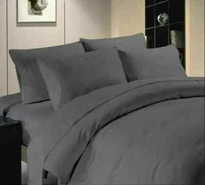 500TC 100%COTTON HOTEL QUALITY SHEET/QUILT SET/FITTED/FLAT GREY SOLID AU SIZES - Picture 1 of 7