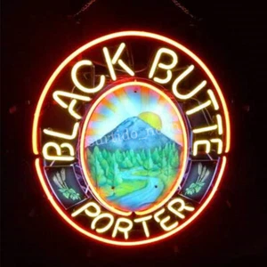 Schwarz Butte Porter Sonnenaufgang Fluss Berg Leuchtreklame Schild Licht Glas & Acryl 20"x24" - Bild 1 von 3