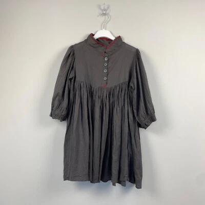 Ewa i Walla Dark Gray Cotton Dress Puff Sleeve Button Front Size S - Image 1 of 4