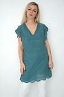 "SALE" New Ex Monsoon Teal Green Embroidered Bead Scallop Trim Top Size SMALL