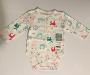 Carter's Hirsch & Schneeflocken Weihnachten Print Henley Langarm Baby Body - Bild 1 von 4