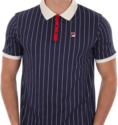 FILA Vintage Bjorn Borg BB1 Polo Tenis Camisa - 100% Algodón - Azul Marino - Imagen 1 de 4