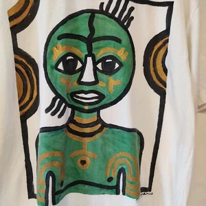 Vintage Art To Wear Shirt Mens L-XL Weird 90s Tribal Boho Travel Unique Egyptian - Picture 1 of 9