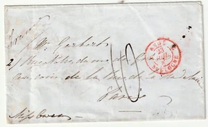 1847 SUFFOLK STAMPLESS ENV A PARIGI FRANCIA SUDBURY CDS & UDC LONG MELFORD PMKS - Foto 1 di 2
