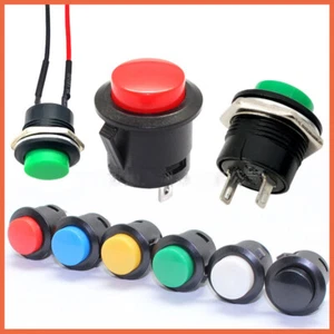 16mm Round Push Button Momentary Switch Black White Red Green Blue Yellow Switch - Picture 1 of 8