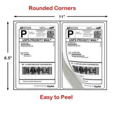 200 Pack Premium Shipping Labels Half Sheet 8.5x5.5 Self Adhesive Rounded Corner - Image 1 of 4