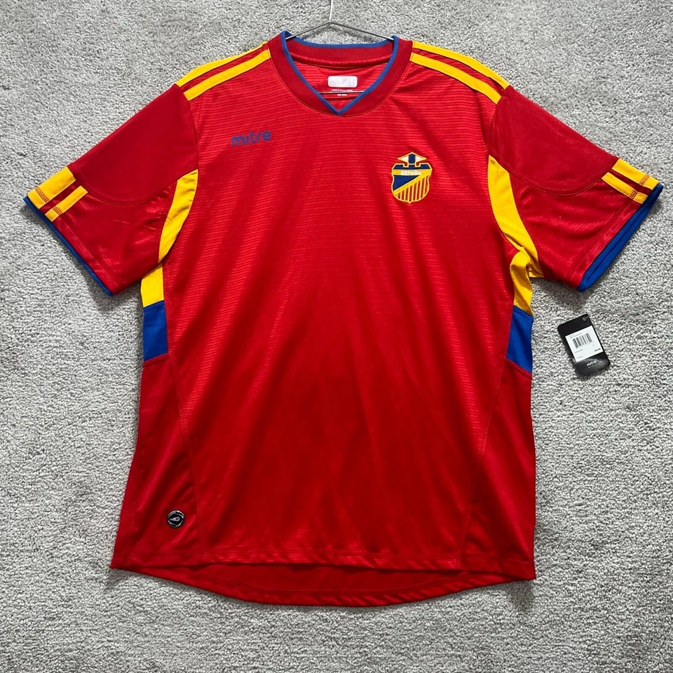 Mitre Shirt Men's Large Red Spain Espana Soccer Jersey  Cool Fit Short Sleeves - Image 1 of 4