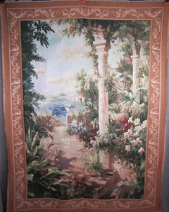 James Reed La Bella Tropical Seaside Villa Tapestry Wall Art Blanket Throw 58x77 - Picture 1 of 7