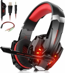 Gaming Headset Headphones With Microphone LED For PC Laptop PS4 PS5 Xbox One UK - Picture 1 of 6