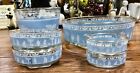 Jeanette Glass Co. Hellenic Grecian Blue 6 pcs. Bowls, Ashtrays, Ice Bucket Set.