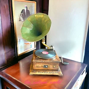 Halloween Vintage Embroidered HMV Gramophone Record Player Working Replica Gift - Picture 1 of 3