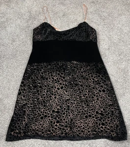 Vintage BCBGMaxAzria Dress Womens 12 Black Velvet Burnout Whimsigoth Fairy Silk - Picture 1 of 10