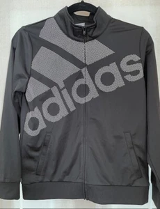 Adidas Youth  XL Logo zip through jacket Black Pre loved - Picture 1 of 7