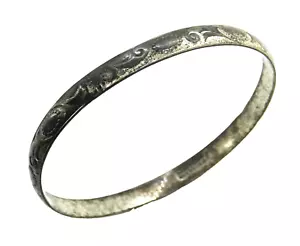 Vintage Danecraft Felch Co 925 Sterling Silver Patterned Bangle Bracelet - Picture 1 of 9