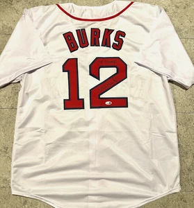 Camiseta personalizada autografiada por Ellis Burks de los Medias Rojas de Boston con inscripción 04 campeones certificado de autenticidad-jsa - Imagen 1 de 3