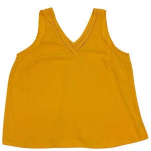 Torrid Women's Size 4 Georgette Eyelet Sleeveless Top Yellow V-Neck Tank Top - Picture 1 of 6