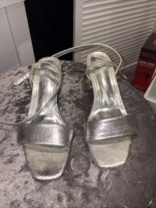 Silver Sandals Size 7 for Wedding Guest Occasion - Picture 1 of 2