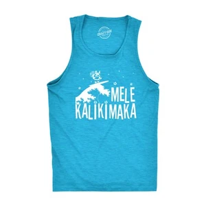 Mens Mele Kalikimaka Fitness Tank Funny Surfing Hawaiian Christmas Santa Tanktop - Picture 1 of 6