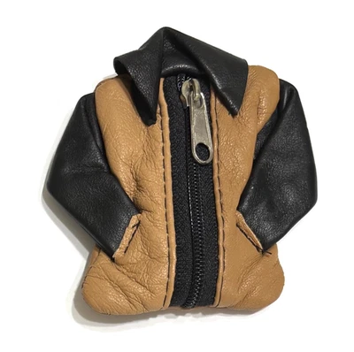 Кожаная сумочка для монет на молнии куртка форма Bettina Rizzi Парагвай коричневый черный 3,5" - Изображение 1 из 4