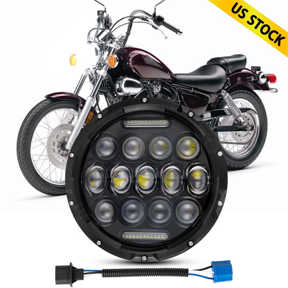 Faro LED redondo de 7" pulgadas para Yamaha XJ XS 250 400 600 650 750 850 1100 Virago Foto 1 de 4