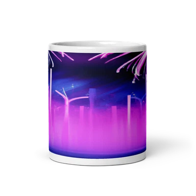Neon Holographic Fireworks New Year's Eve Ceramic Mug - Image 1 of 3