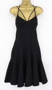ALEXANDER MCQUEEN WOMENS FLUTED DRESS STRAPPY M BLACK RRP £1350 AD - Picture 1 of 5