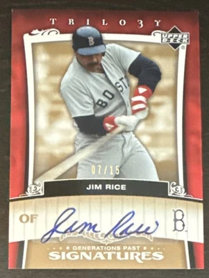 Jim RICE🔥2005 Upper Deck Trilogy Gold Generations Past Signatures AUTO 7/15💥 - Image 1 of 2