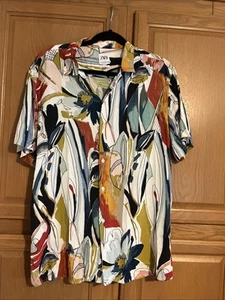 ZARA Herren Hawaii Hemd Gr. XL Viskose Leinen Abstrakt Kurzarm Knopfleiste - Bild 1 von 8