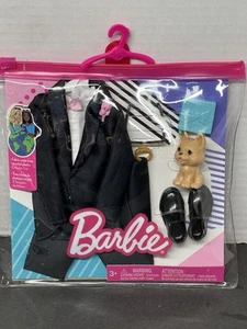NEW Barbie Black Tuxedo Suit Ken Outfit w/ Sunglasses Puppy Gift Shoes Wedding - Picture 1 of 5