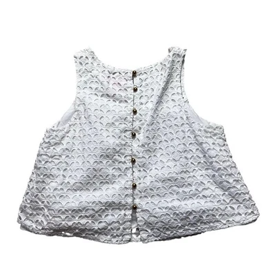 Lilly Pulizter For Target Girls White Eyelet Overlay Cop Top Size 10-12 Years - Image 1 of 4