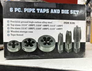 5pc Pipe Tap & Die Set with Wooden Case -Precision Ground- Item #91395 - Picture 1 of 3