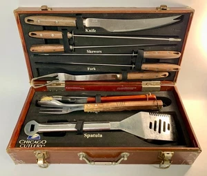 Chicago Cutlery Commercial 10pc BBQ Barbecue Grill Tool Set w/ Storage Box - Picture 1 of 16
