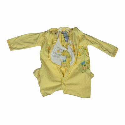 Nuevo de Lote Antiguo Miniwear Bebé’s Sleeper Unisex Amarillo Con Babero a Juego Jirafa 12 M Foto 1 de 4